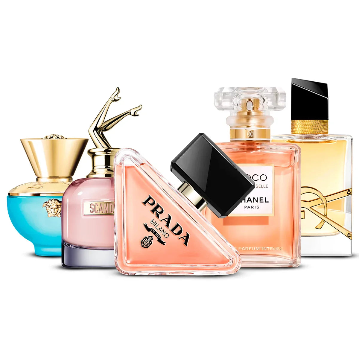 Coffret 5 Parfums Versace Dylan Turquoise, Jean Paul Gaultier Scandal, Prada Paradoxe, Chanel Coco Mademoiselle & Yves Saint Laurent Libre 5×100 ml