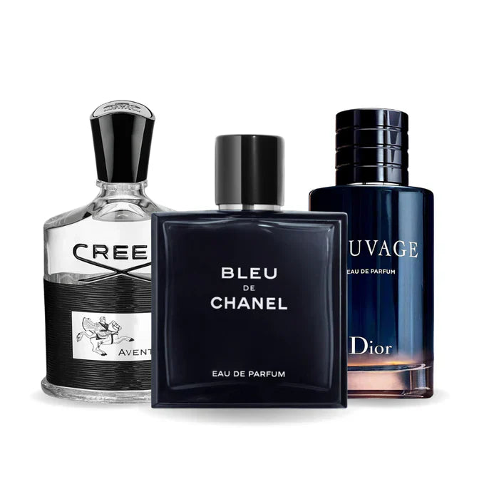 Coffret 3 Parfums Creed Aventus, Chanel Bleu de Chanel & Dior Sauvage 3×100 ml