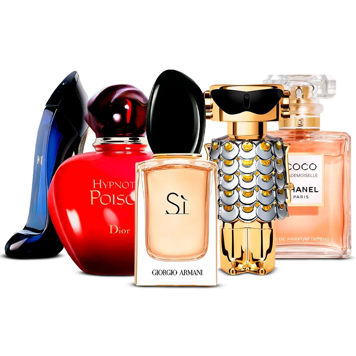 Coffret 5 Parfums Carolina Herrera Good Girl, Dior Hypnotic Poison, Giorgio Armani Sì, Rabanne Fame & Chanel Coco Mademoiselle 5×100 ml