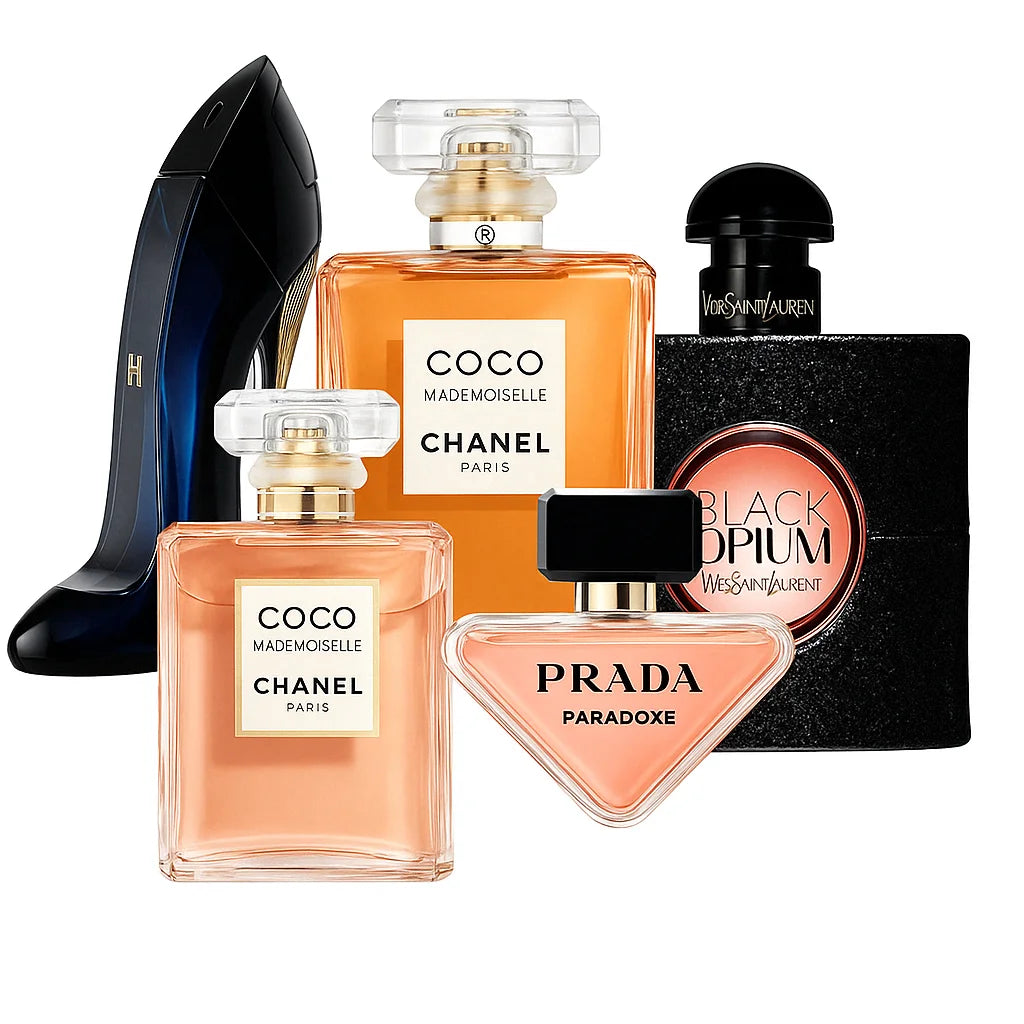 Coffret 5 Parfums Carolina Herrera Good Girl, Chanel Coco Mademoiselle, Yves Saint Laurent Black Opium, Chanel Coco Mademoiselle Intense & Prada Paradoxe 5×100 ml