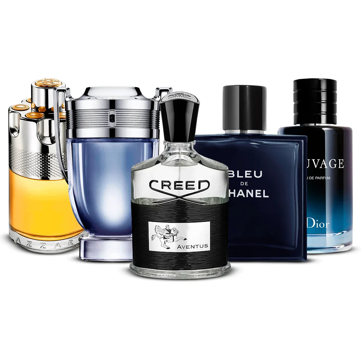 Coffret 5 Parfums Azzaro Wanted, Paco Rabanne Invictus, Creed Aventus, Chanel Bleu de Chanel & Dior Sauvage 5×100 ml