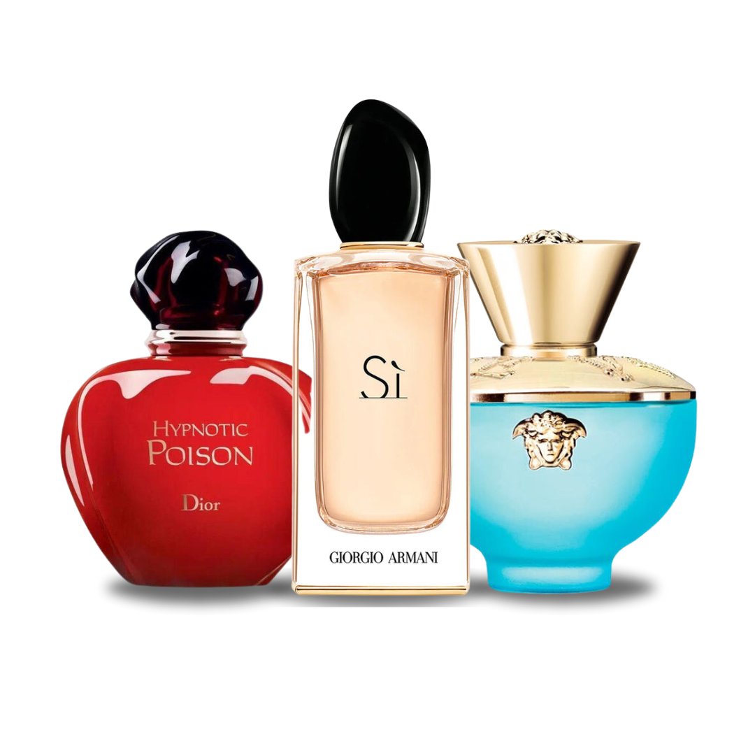 Coffret 3 Parfums Dior Hypnotic Poison, Giorgio Armani Sì & Versace Dylan Turquoise 3×100 ml