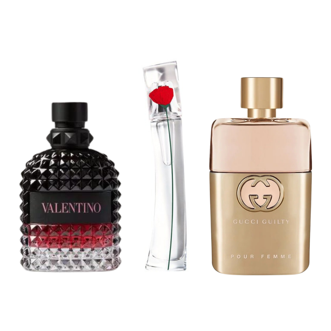 Coffret 3 Parfums Gucci Guilty, Valentino Uomo Intense & Flower by Kenzo 3×100 ml
