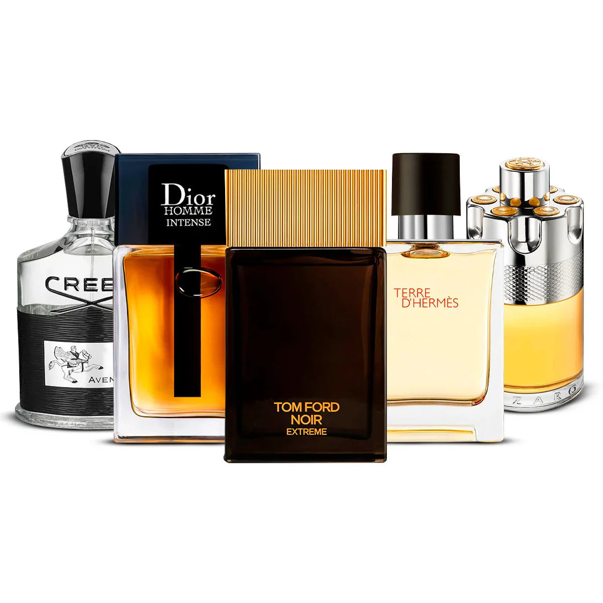 Coffret 5 Parfums Creed Aventus, Dior Homme Intense, Tom Ford Noir Extreme, Hermès Terre d’Hermès & Azzaro Wanted 5×100 ml