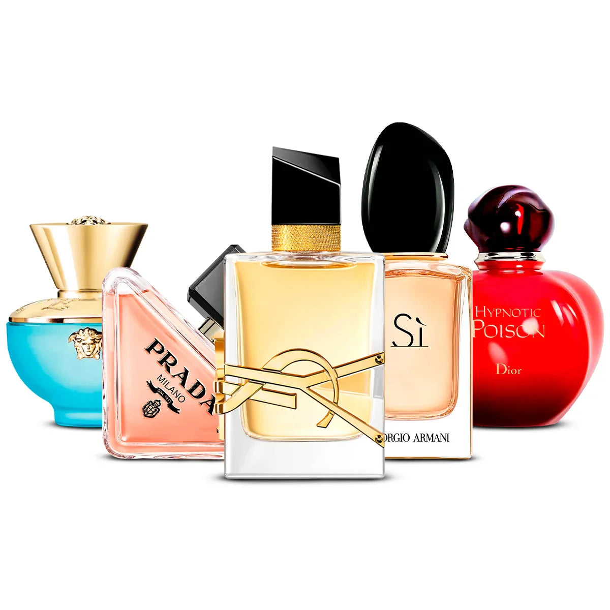 Coffret 5 Parfums Versace Dylan Turquoise, Prada Paradoxe, Yves Saint Laurent Libre, Giorgio Armani Sì & Dior Hypnotic Poison 5×100 ml