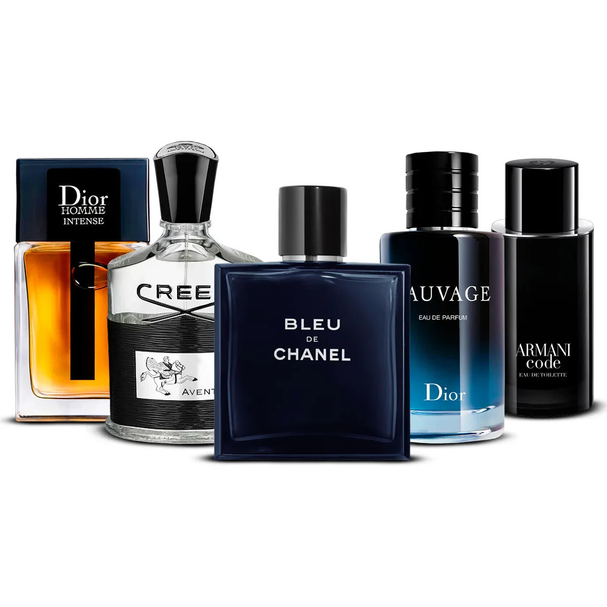 Coffret 5 Parfums Dior Homme Intense, Creed Aventus, Bleu de Chanel, Dior Sauvage & Armani Code 5×100 ml
