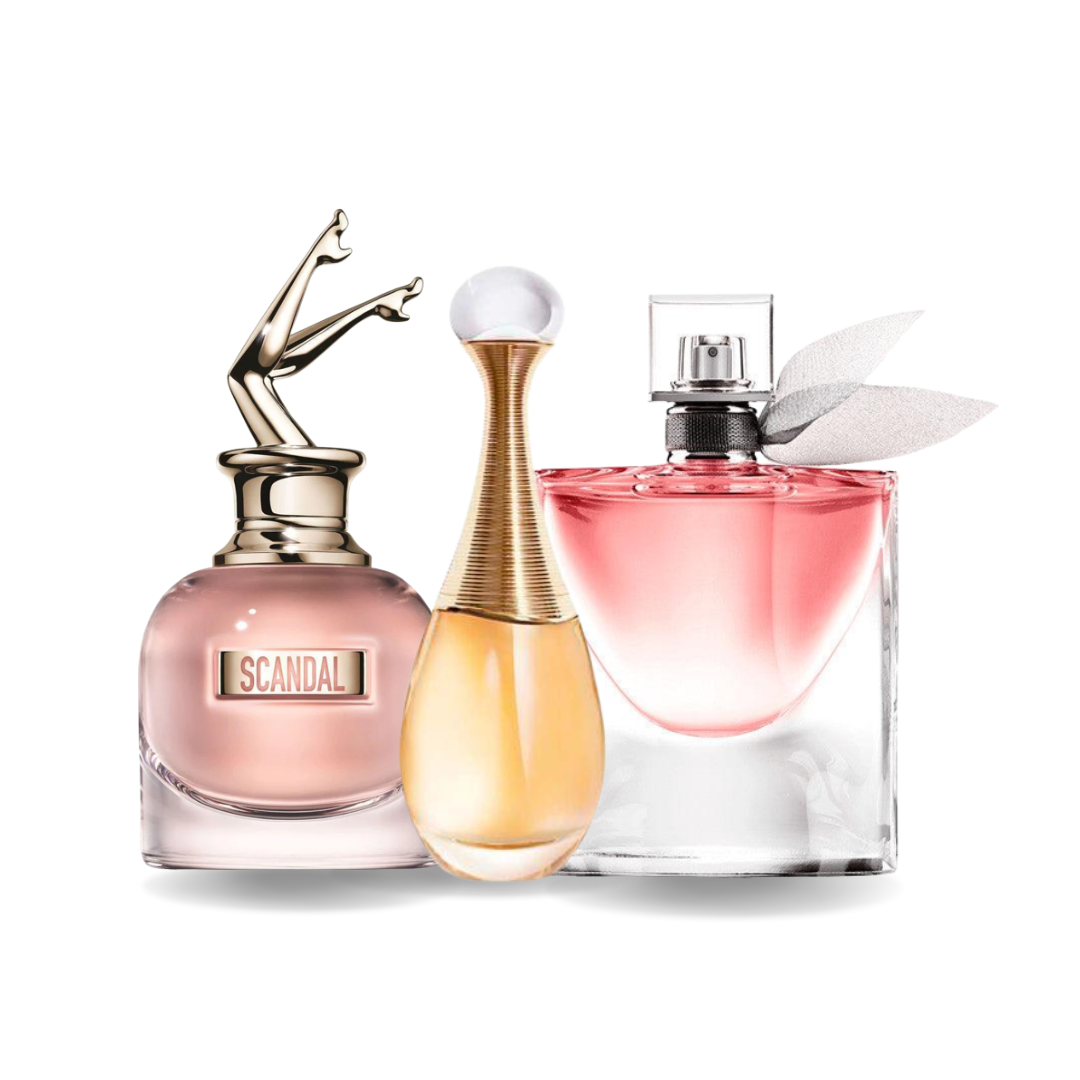 Coffret 3 Parfums Jean Paul Gaultier Scandal, Dior J'Adore & Lancôme La Vie Est Belle 3×100 ml